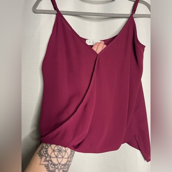 WAYF Raspberry Maroon Surplice Cami Blouse XS - Picture 4 of 9